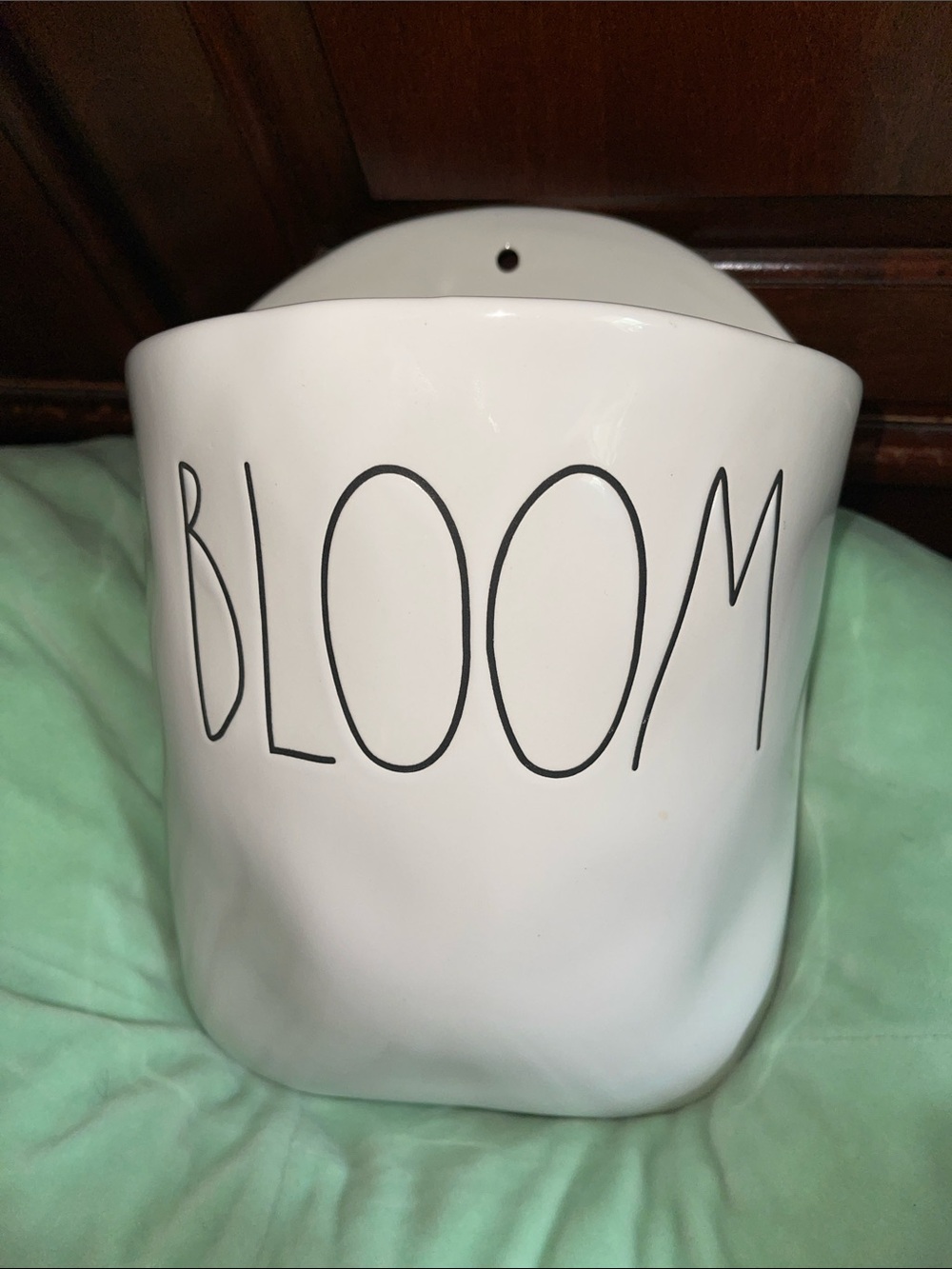 RAE DUNN White Ceramic Wall Planter with BLOOM